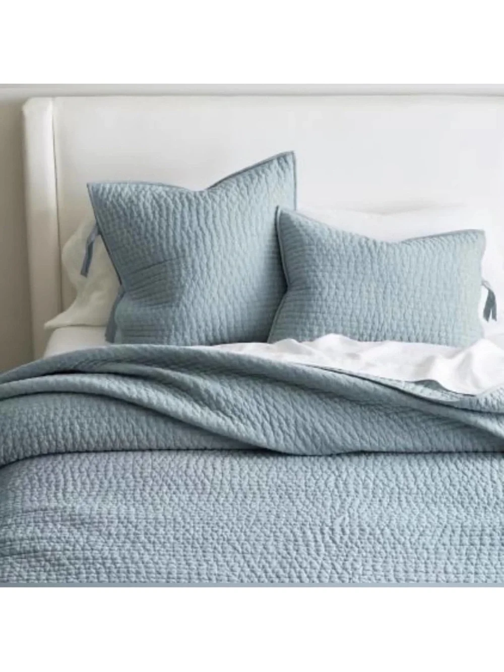 Pottery Barn Stonewashed Cotton Pick-Stitch Sham Blue Standard Set